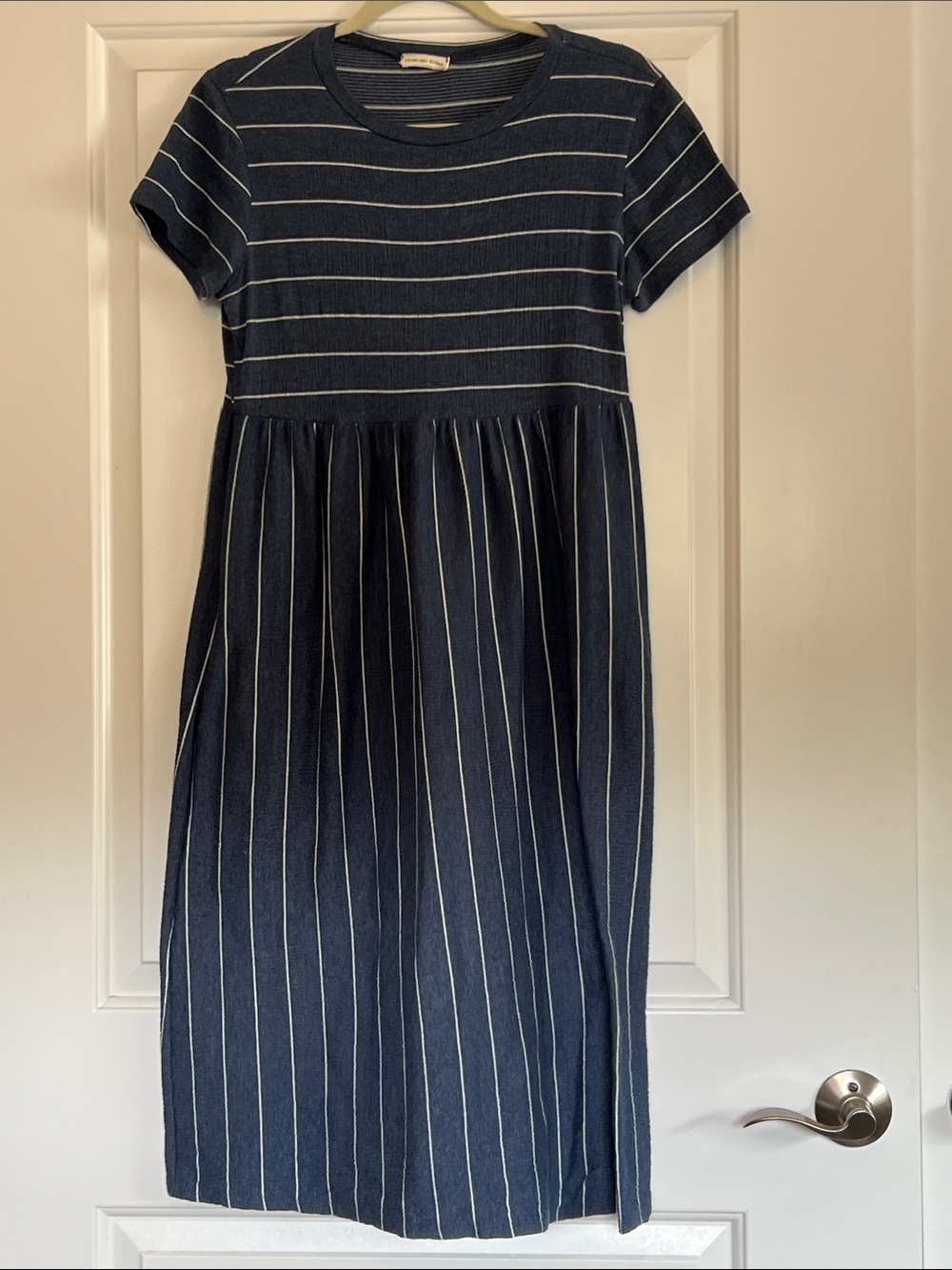 Flamingo Urban Navy & White Striped Short-Sleeve Midi Dress